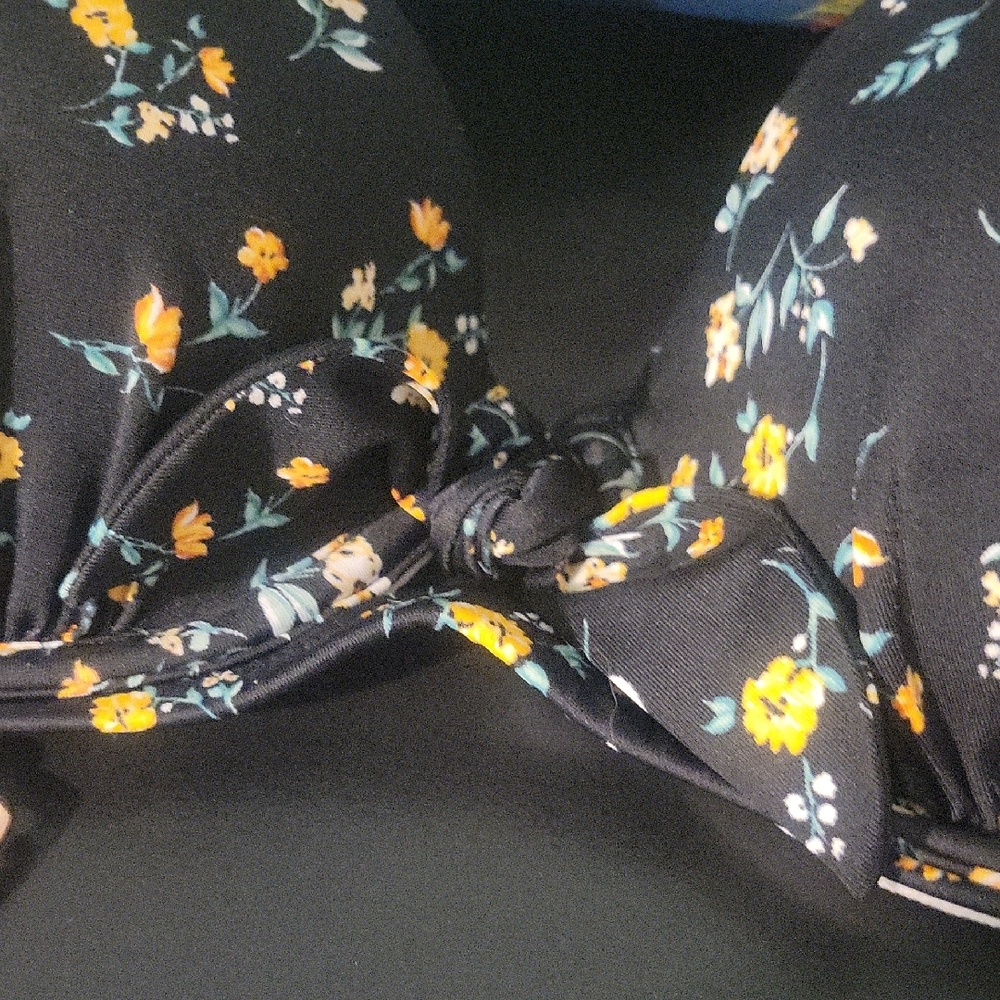 34C Floral Black Bikini with Yellow Accents - Picture 3 of 8